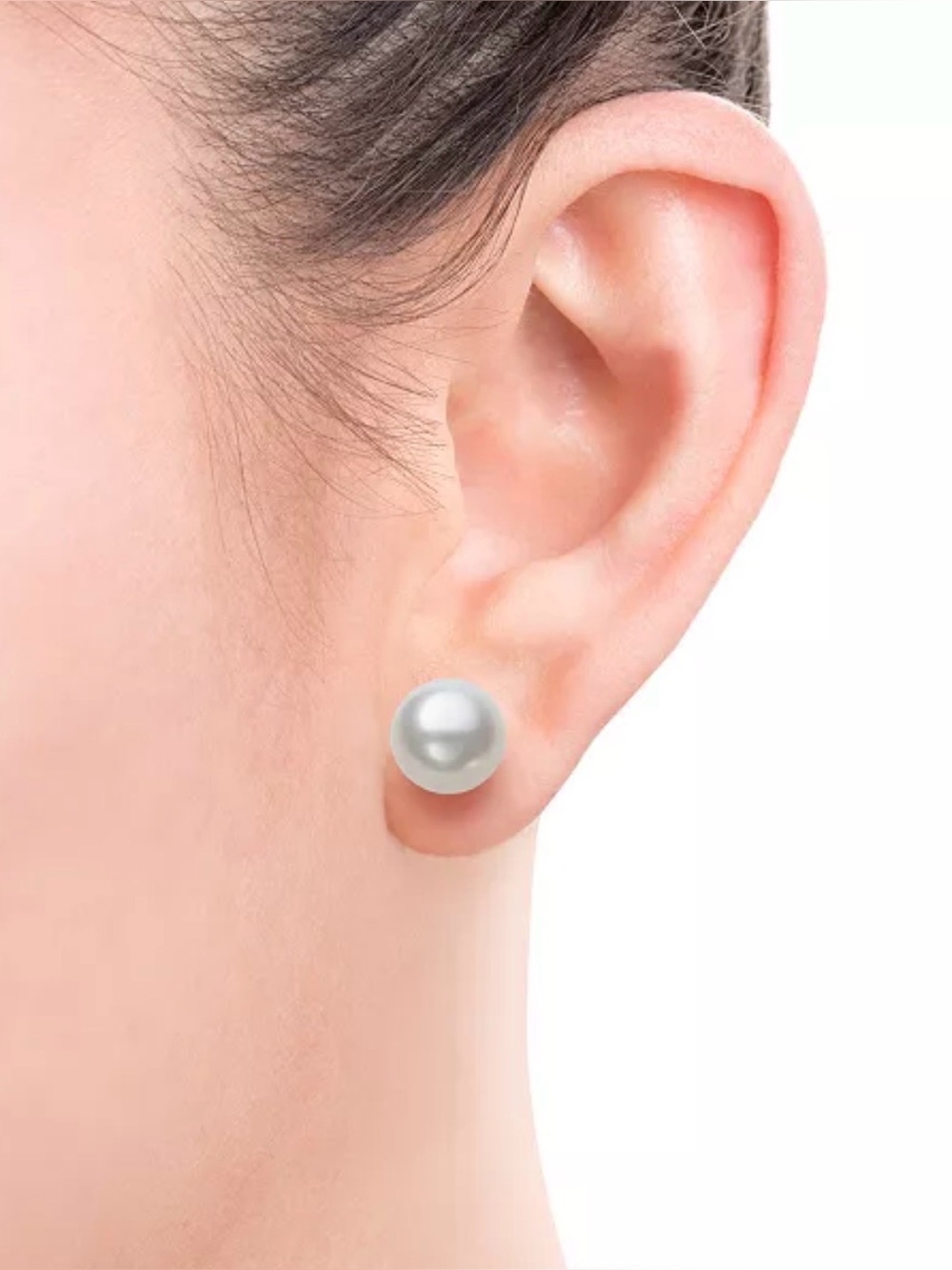 NWT Sterling Silver Cultured Freshwater Pearl (8-9mm) Stud Earrings Classic